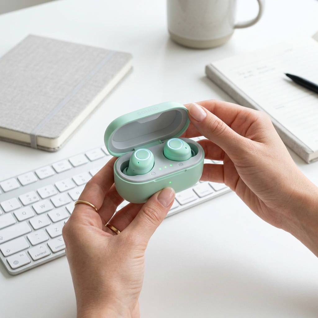 Design Produit • Écouteurs Sans Fil Pastel Mint