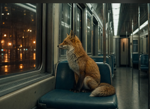 Photoréalisme 4K • Renard Mystique & Métro Nocturne
